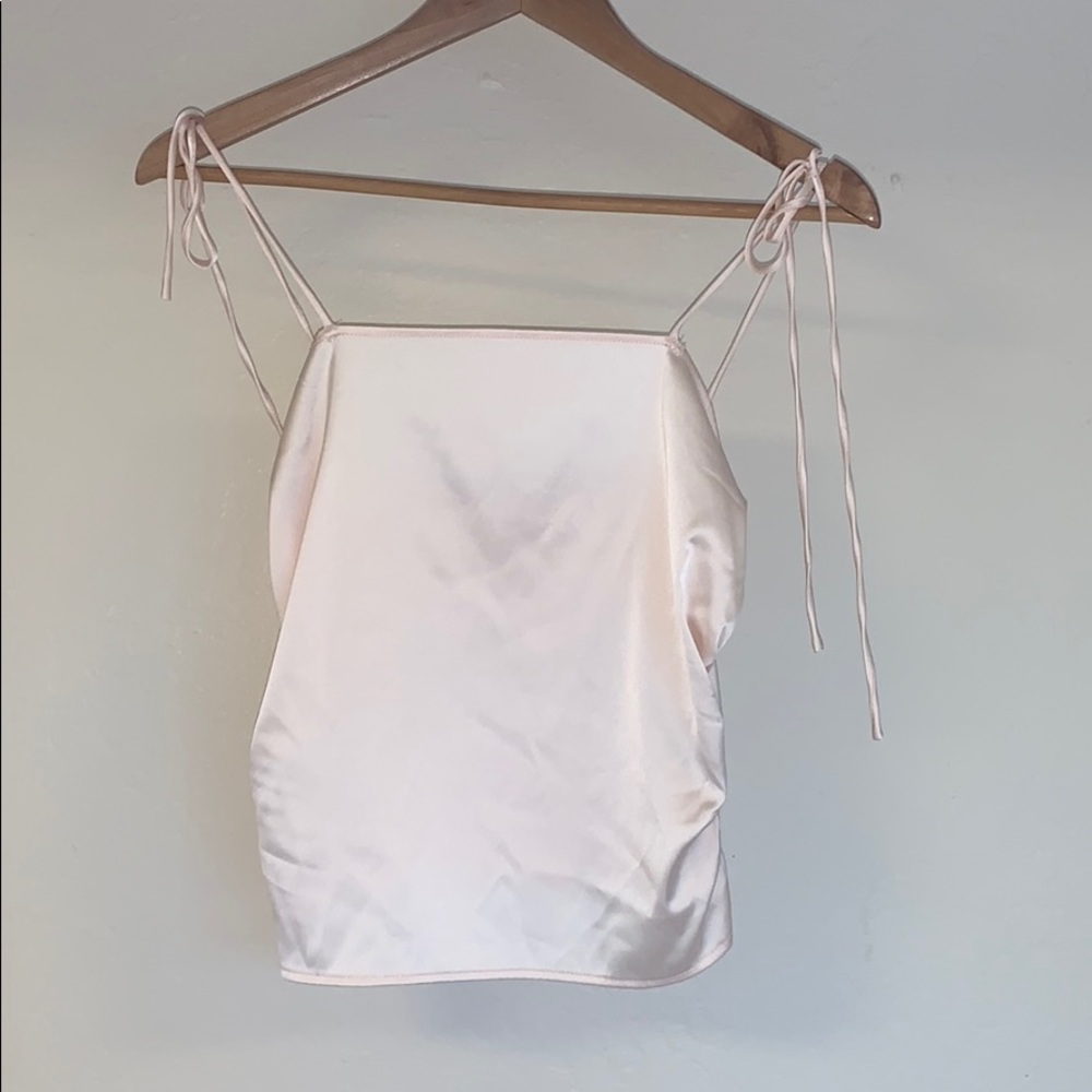 Satin Pink Shein Silky Tie Tank Top